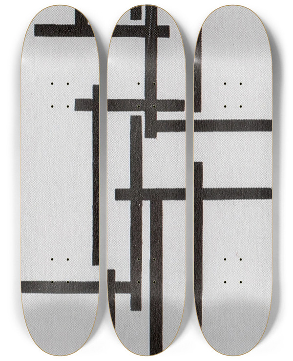 Triptych art skateboard deck of Theo Van Doesburg Tarantella by Theo Van Doesburg (1883-1931)