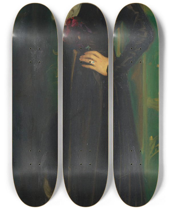 Triptych art skateboard deck of Bernhard Sterman Hilda Sterman F Wessn by Bernhard Osterman (1870-1938)