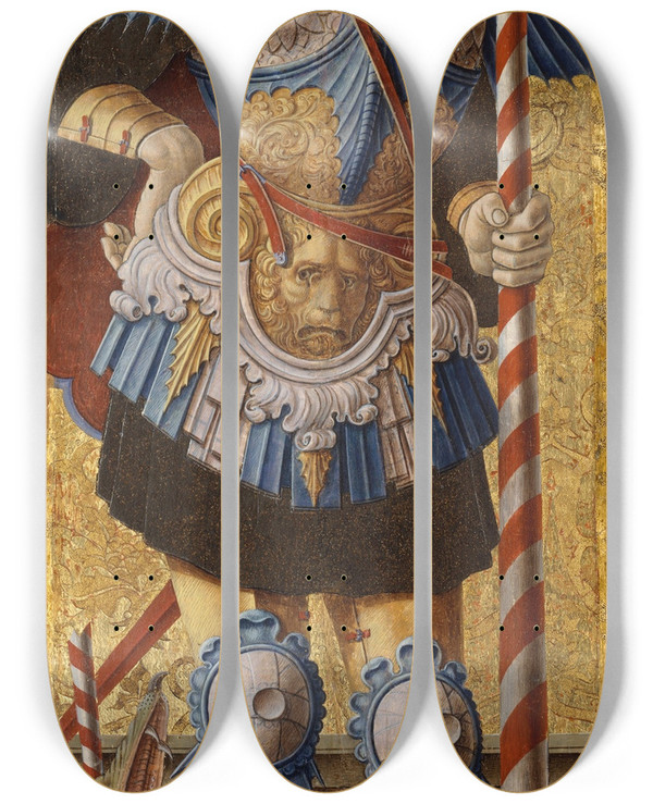 Triptych art skateboard deck of Carlo Crivelli Saint George by Carlo Crivelli (1430-1495)