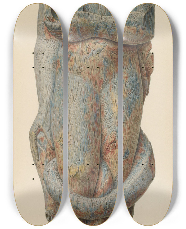 Triptych art skateboard deck of John Matulis Circus Wagon Monkey_2 by John Matulis