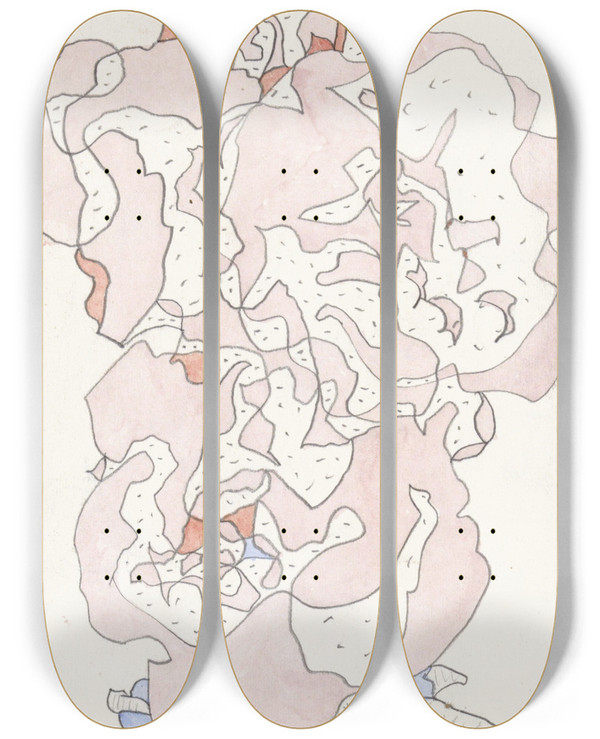 Triptych art skateboard deck of Theo Colenbrander Stokroos_2 by Theo Colenbrander (1841-1930)