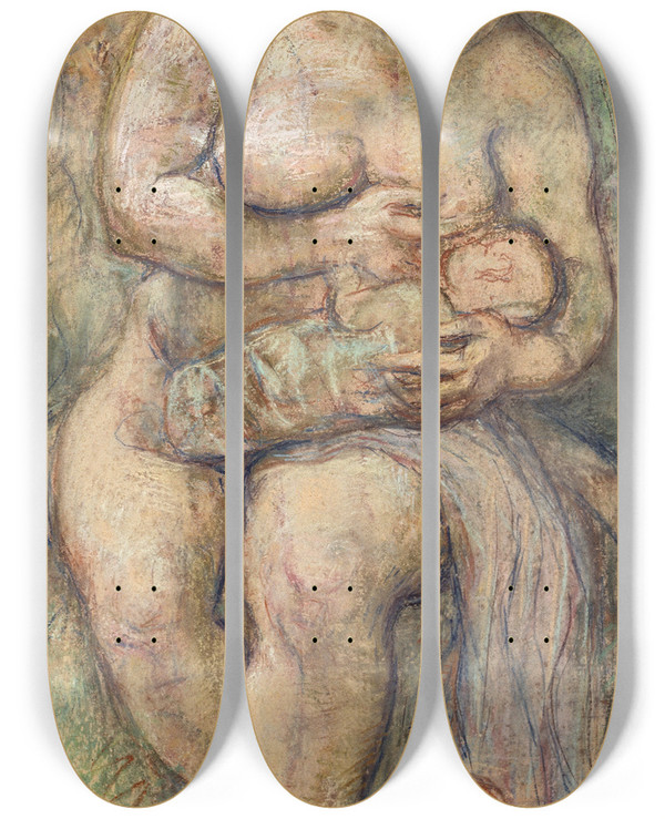 Triptych art skateboard deck of Robert Genin Mother by Robert Genin (1884-1941)