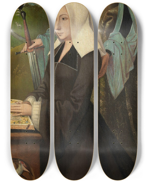 Triptych art skateboard deck of Master Of Hoogstraeten Oda Stecke by Master Of Hoogstraeten (1475-1530)