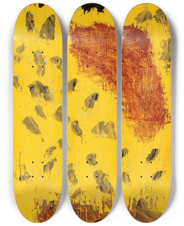 Triptych art skateboard deck of Paul Klee Black Still In Place by Paul Klee (1879-1940)