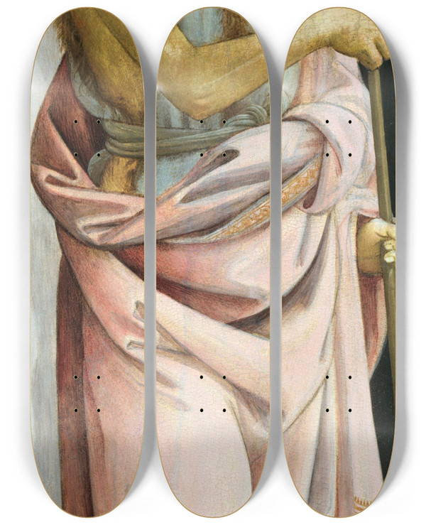 Triptych art skateboard deck of Bartolomeo Di Giovanni Saint John The Baptist by Bartolomeo Di Giovanni (1458-1501)
