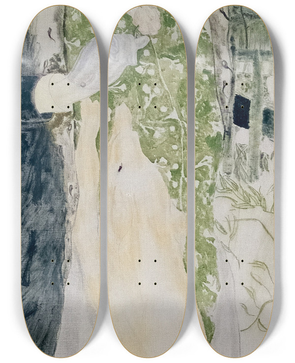 Triptych art skateboard deck of Ernst Josephson Portrait Of Mrjones by Ernst Josephson (1851-1906)