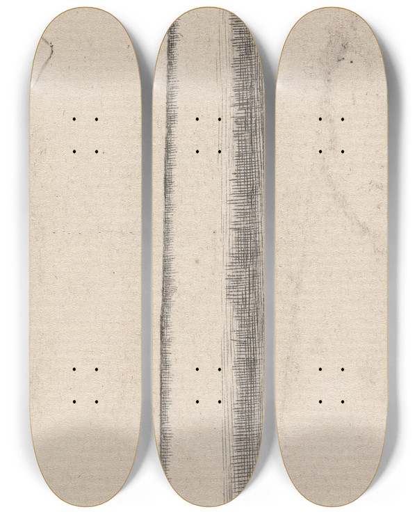 Triptych art skateboard deck of Henry Swinburne Column Of The Court Of Lions by Henry Swinburne (1743-1803)