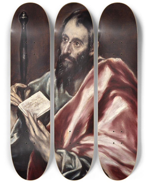 Triptych art skateboard deck of El Greco Domenikos Theotokopoulos St Paul by El Greco Domenikos Theotokopoulos (1540-1614)