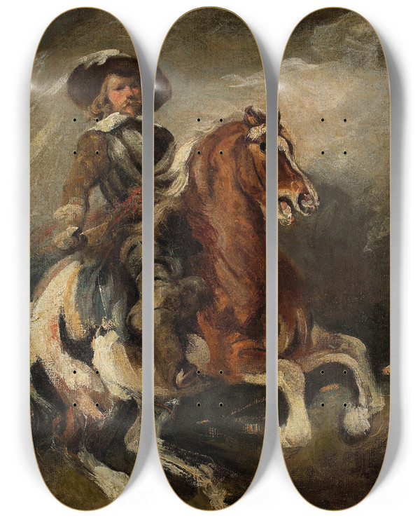 Triptych art skateboard deck of Piotr Michaowski Cavalryman_1 by Piotr Michalowski (1800-1855)
