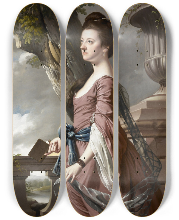 Triptych art skateboard deck of Joseph Wright Of Derby Mrs Frances Hesketh by Joseph Wright Of Derby (1734-1797)