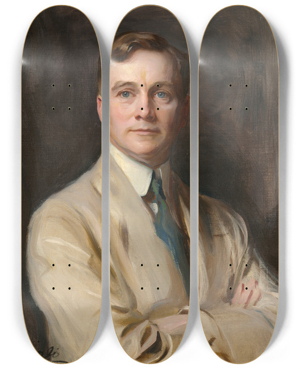 Triptych art skateboard deck of Philip Alexius De Lszl Francis Patrick Garvan by Philip Alexius de Lszl (1869-1937)