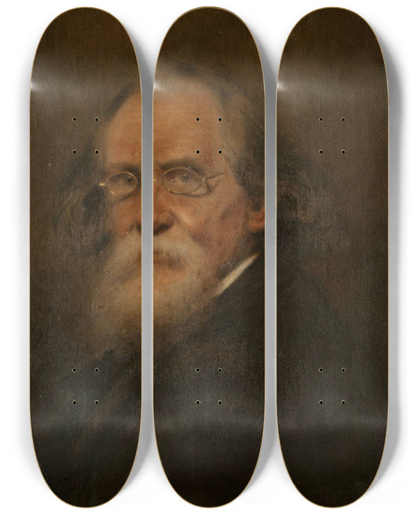 Triptych art skateboard deck of Eduardo Svori Selfportrait by Eduardo Sivori (1847-1918)