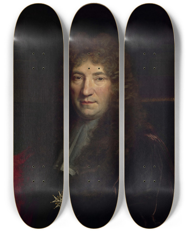 Triptych art skateboard deck of Nicolas De Largillire Portrait Dun Chevin Parisien by Nicolas de Largillire (1656-1746)