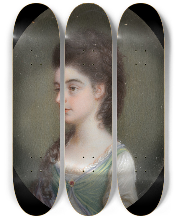 Triptych art skateboard deck of James Scouler Portrait Of A Lady_1 by James Scouler