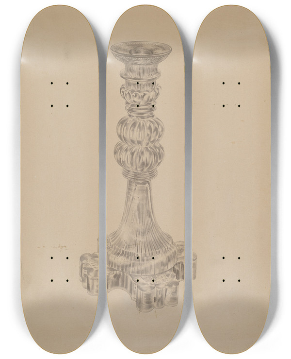 Triptych art skateboard deck of John Dana Candlestick_8 by John Dana (1935)