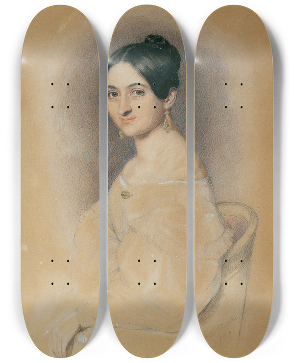 Triptych art skateboard deck of Georg Decker Elisabeth Zaillner by Georg Decker (1818-1894)