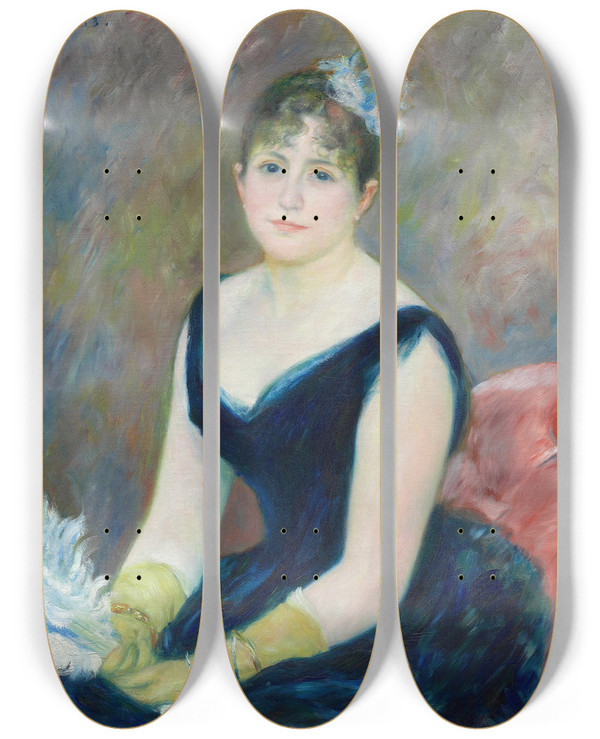 Triptych art skateboard deck of Pierreauguste Renoir Madame Lon Clapisson by Pierre-Auguste Renoir (1841-1919)