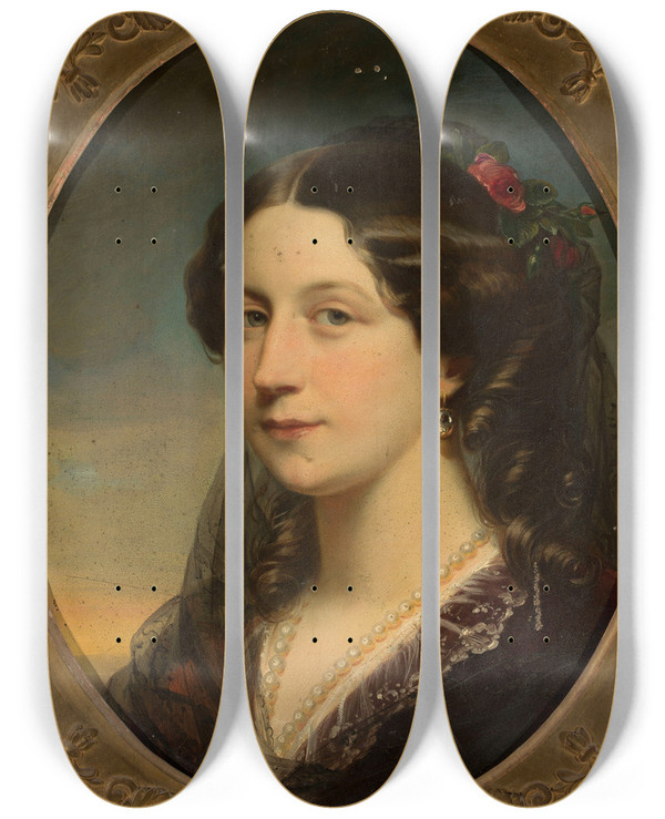 Triptych art skateboard deck of Karl Von Blaas Portrait Of Aleksandra Potocka Ne Potocka 18181892_2 by Karl Von Blaas (1815-1894)
