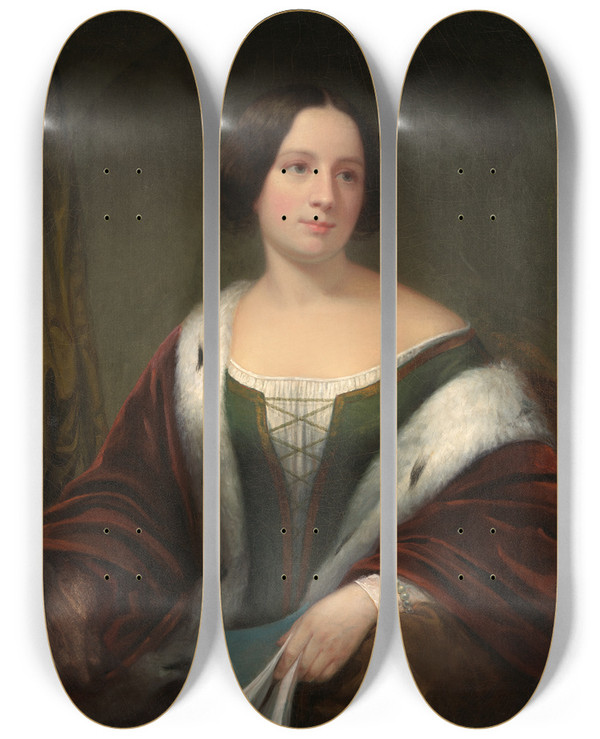 Triptych art skateboard deck of Francis Bicknell Carpenter Unidentified Woman by Francis Bicknell Carpenter (1830-1900)