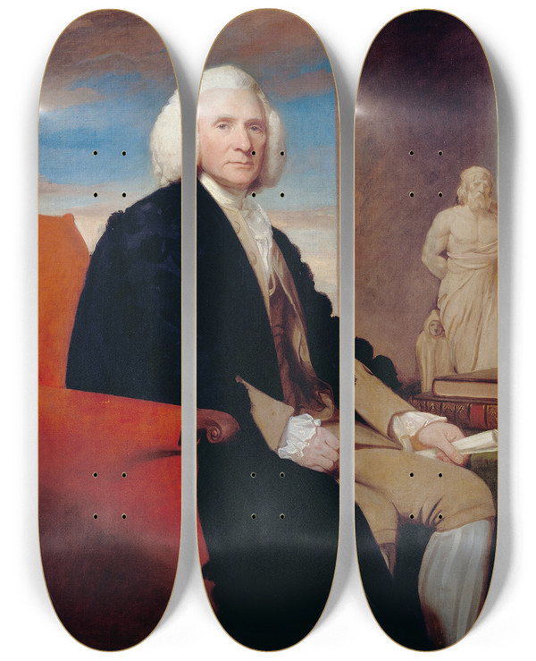 Triptych art skateboard deck of George Romney Joseph Allen by George Romney (1734-1802)