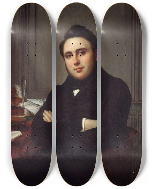 Triptych art skateboard deck of Anglique Mongez Alexandreauguste Ledrurollin 18071874 Journaliste Et Homme Politique by Angelique Mongez (1775-1855)