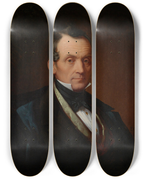 Triptych art skateboard deck of Louis Coblitz Bildnis Des Vaters Andreas Coblitz by Louis Coblitz (1814-1863)
