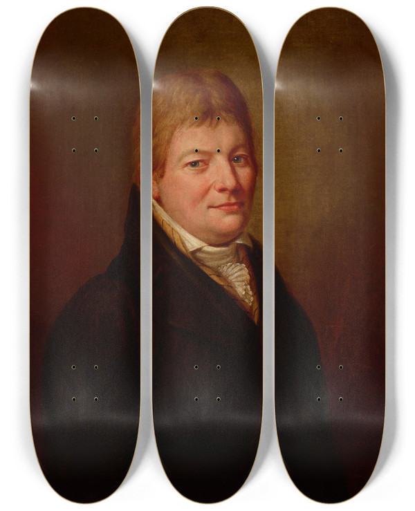 Triptych art skateboard deck of Karol Schweikart Portrait Of Doctor Sej by Karol Schweikart (1772-1855)