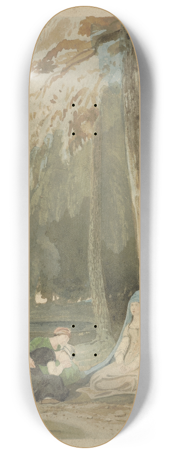 Francis Danby - Three Women Seated by a Wooded Lake 8.25 inch art skate deck