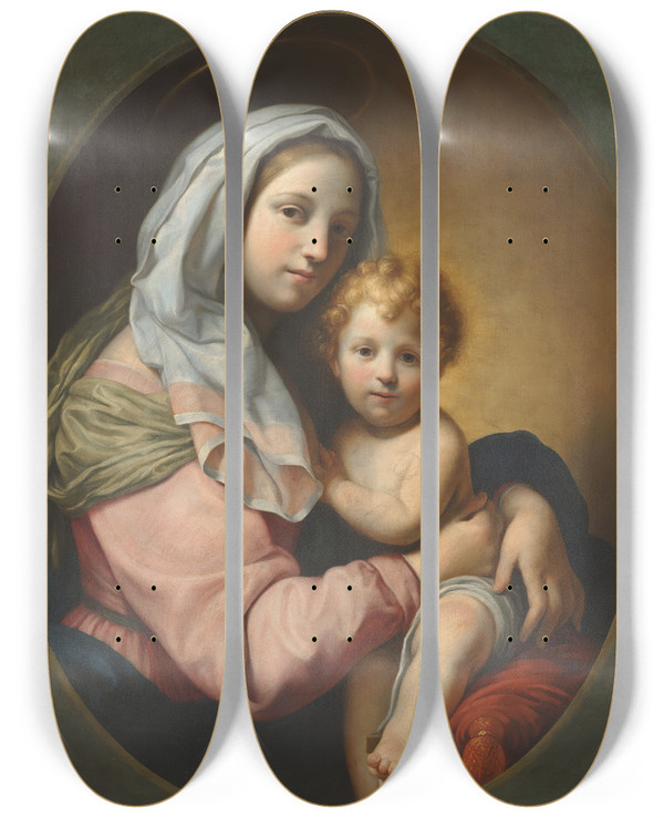 Triptych art skateboard deck of Onorio Marinari Virgin And Child by Onorio Marinari (1627-1715)