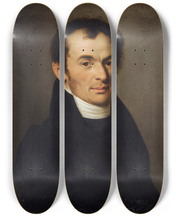 Triptych art skateboard deck of Franz Joseph Menteler Portrait Of An Unknown Man by Franz Joseph Menteler (1777-1833)