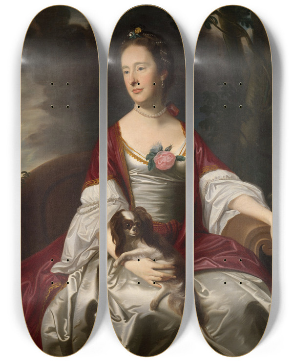 Triptych art skateboard deck of John Singleton Copley Mrs Jerathmael Bowers by John Singleton Copley (1738-1815)