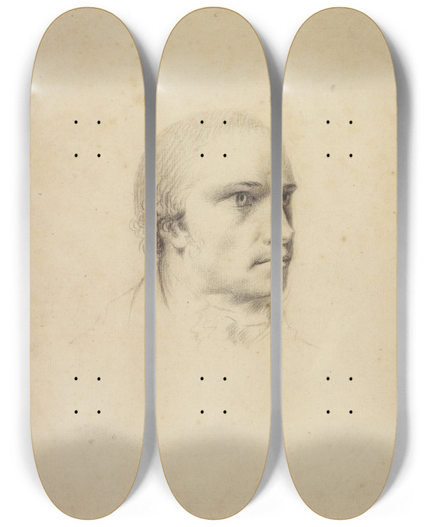 Triptych art skateboard deck of Johann Heinrich Wilhelm Tischbein Portrait Of Antonio Canova by Johann Heinrich Wilhelm Tischbein (1751-1829)