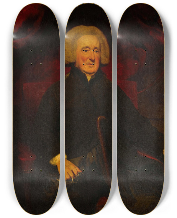Triptych art skateboard deck of John Hoppner Portrait Of Charles Moss Archdeacon Of Colchester And Bishop Of Bath And Wells by John Hoppner (1758-1810)