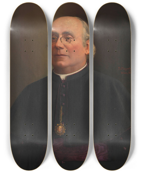 Triptych art skateboard deck of Adolf Mayerhofer Albert Wiesinger Dechant by Adolf Mayerhofer (1857-1932)
