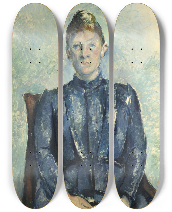 Triptych art skateboard deck of Paul Czanne Portrait Of Madame Czanne_1 by Paul Cezanne (1839-1906)