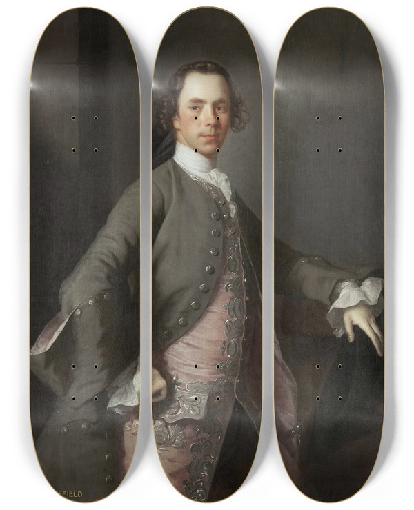 Triptych art skateboard deck of Allan Ramsay Portrait Of John Campbell by Allan Ramsay (1713-1784)