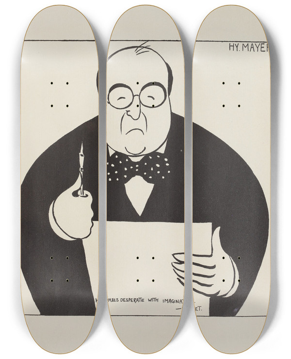 Triptych art skateboard deck of Carlo De Fornaro Mortals Immortals Pl37 by Carlo de Fornaro (1872-1949)