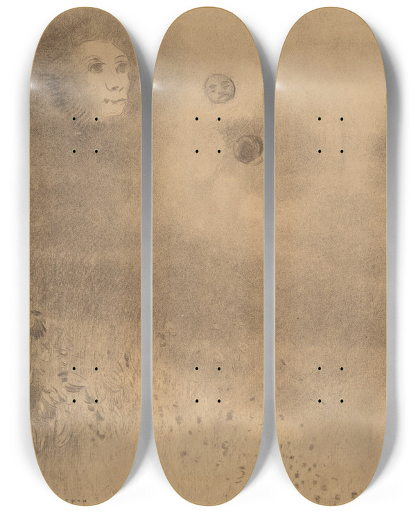 Triptych art skateboard deck of Odilon Redon Hallucinations by Odilon Redon (1840-1916)