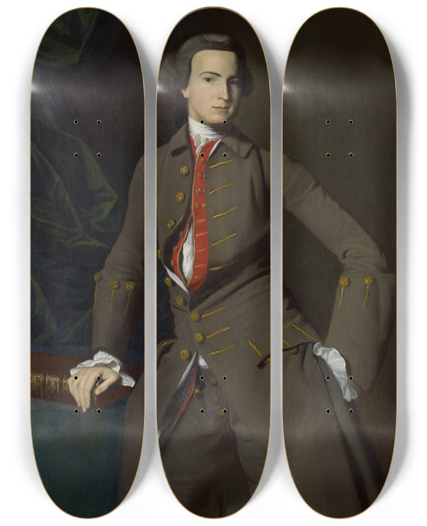 Triptych art skateboard deck of John Singleton Copley Benjamin Pickman by John Singleton Copley (1738-1815)