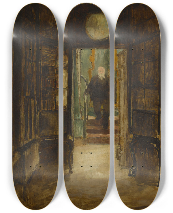Triptych art skateboard deck of Georges Hugo Victor Hugo Descendant De Son Cabinet De Travail Hauteville House by Georges Hugo (1868-1925)