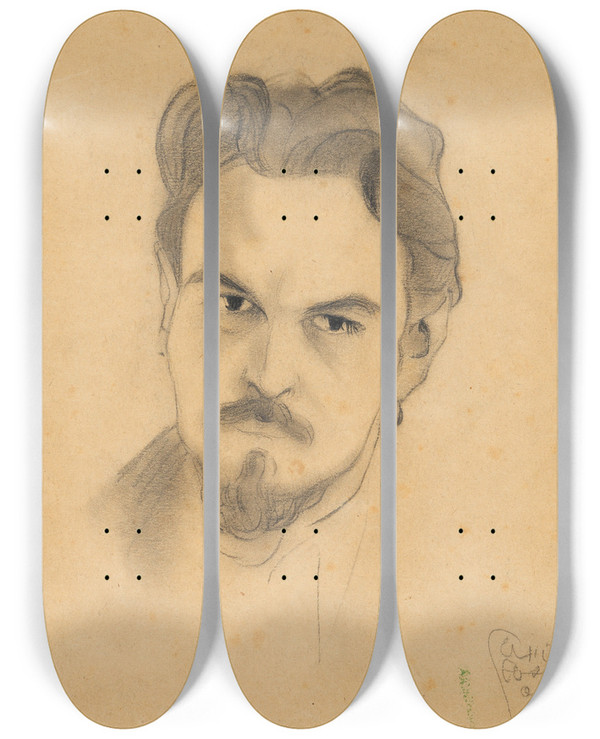 Triptych art skateboard deck of Egon Schiele Portrtstudie Anton Peschka by Egon Schiele (1890-1918)