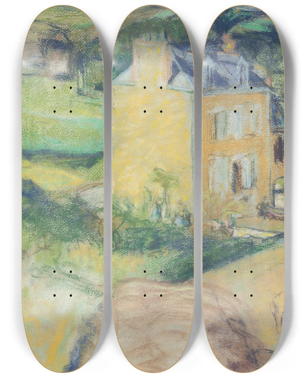 Triptych art skateboard deck of Douard Vuillard Villa At Saintjacut by douard Vuillard (1868-1940)