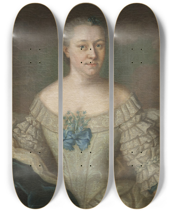 Triptych art skateboard deck of Johan Stlbom Hedvig Charlotta Nordenflycht 17181763 by Johan Stalbom
