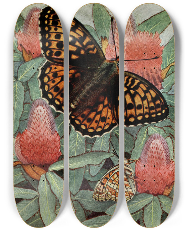 Triptych art skateboard deck of Paulandre Robert Le Chiffre by Paul-Andre Robert (1901-1977)