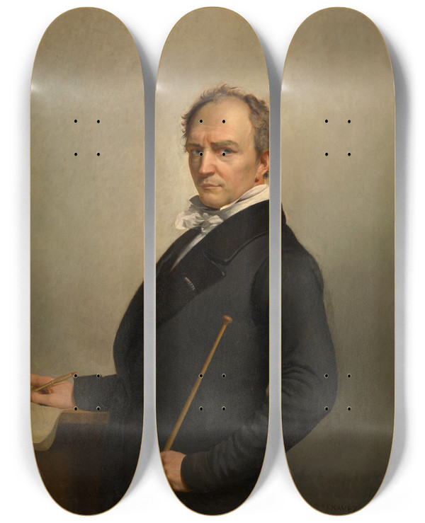 Triptych art skateboard deck of Franoisjoseph Navez Self Portrait by Francois Joseph Navez (1787-1869)