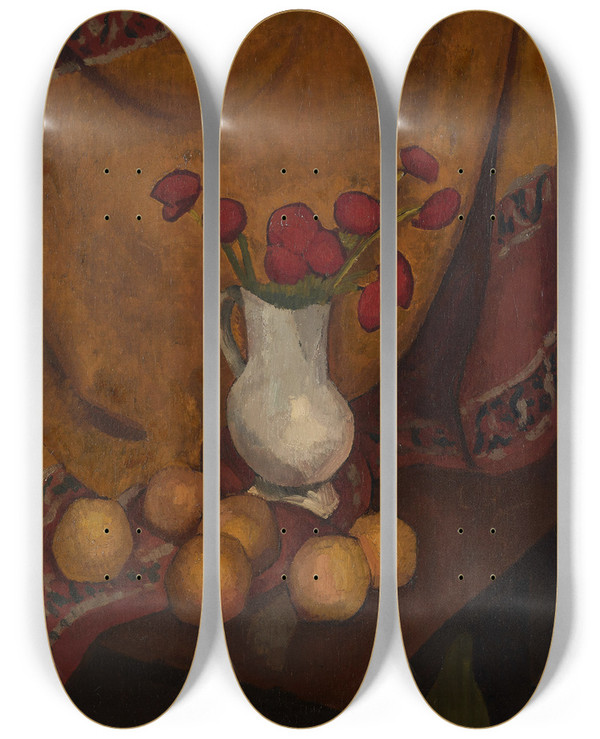 Triptych art skateboard deck of Roger De La Fresnaye Vase De Coquelicots by Roger De La Fresnaye (1885-1925)