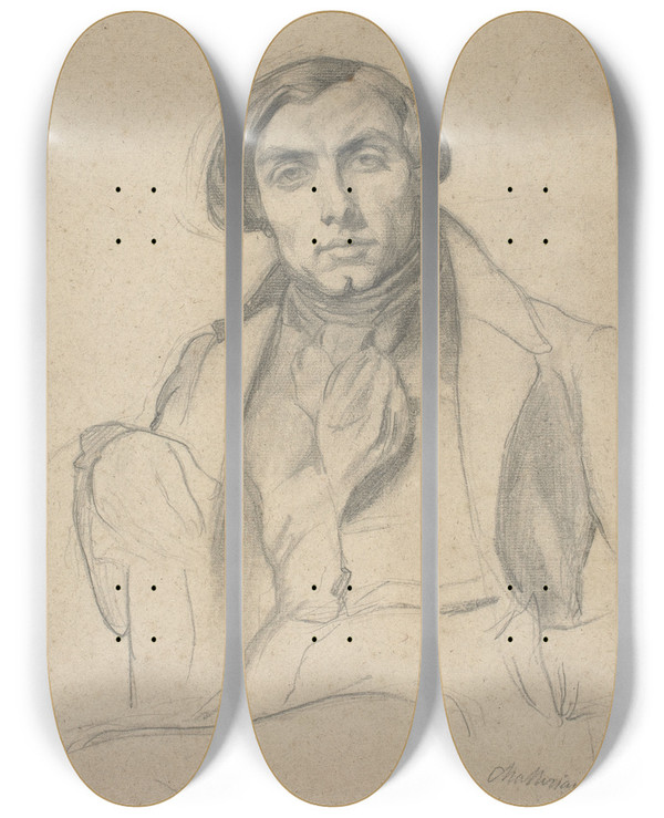 Triptych art skateboard deck of Thodore Chassriau Auguste Ottin by Theodore Chasseriau (1819-1856)