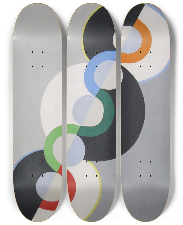 Triptych art skateboard deck of Robert Delaunay Endlessrhythm by Robert Delaunay (1885-1941)