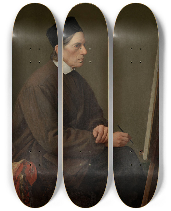 Triptych art skateboard deck of Karl Hoffmann The Painter Johann Friedrich Overbeck by Karl Hoffmann