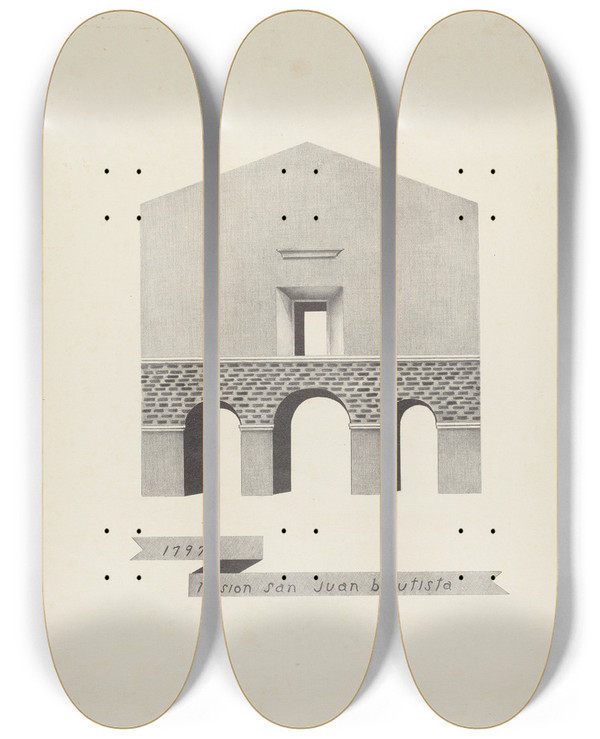 Triptych art skateboard deck of James Jones Mision San Juan Bautista_5 by James Jones